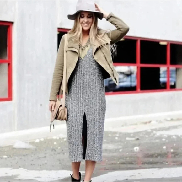 Dolan Left Coast Layered Ribbed Midi Luna Dress - Picture 1 of 8